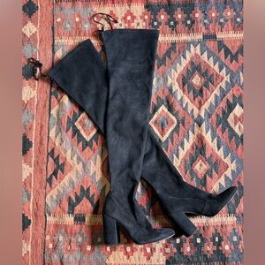 Stuart Weitzman Highland Black Suede Boots 7.5